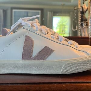 Veja White Sneakers with Pink Details